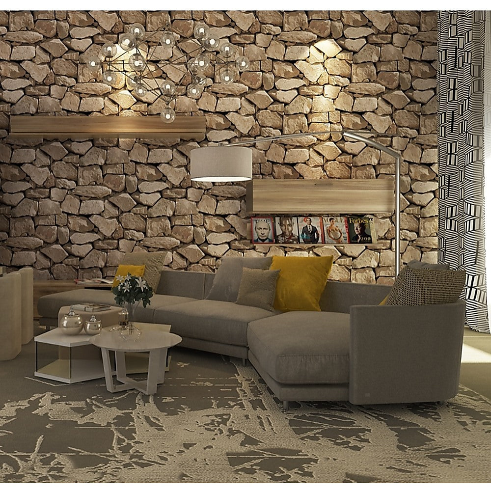 Rustic Rock Brick Wallpaper Self-Adhesive Self Peel and Stick