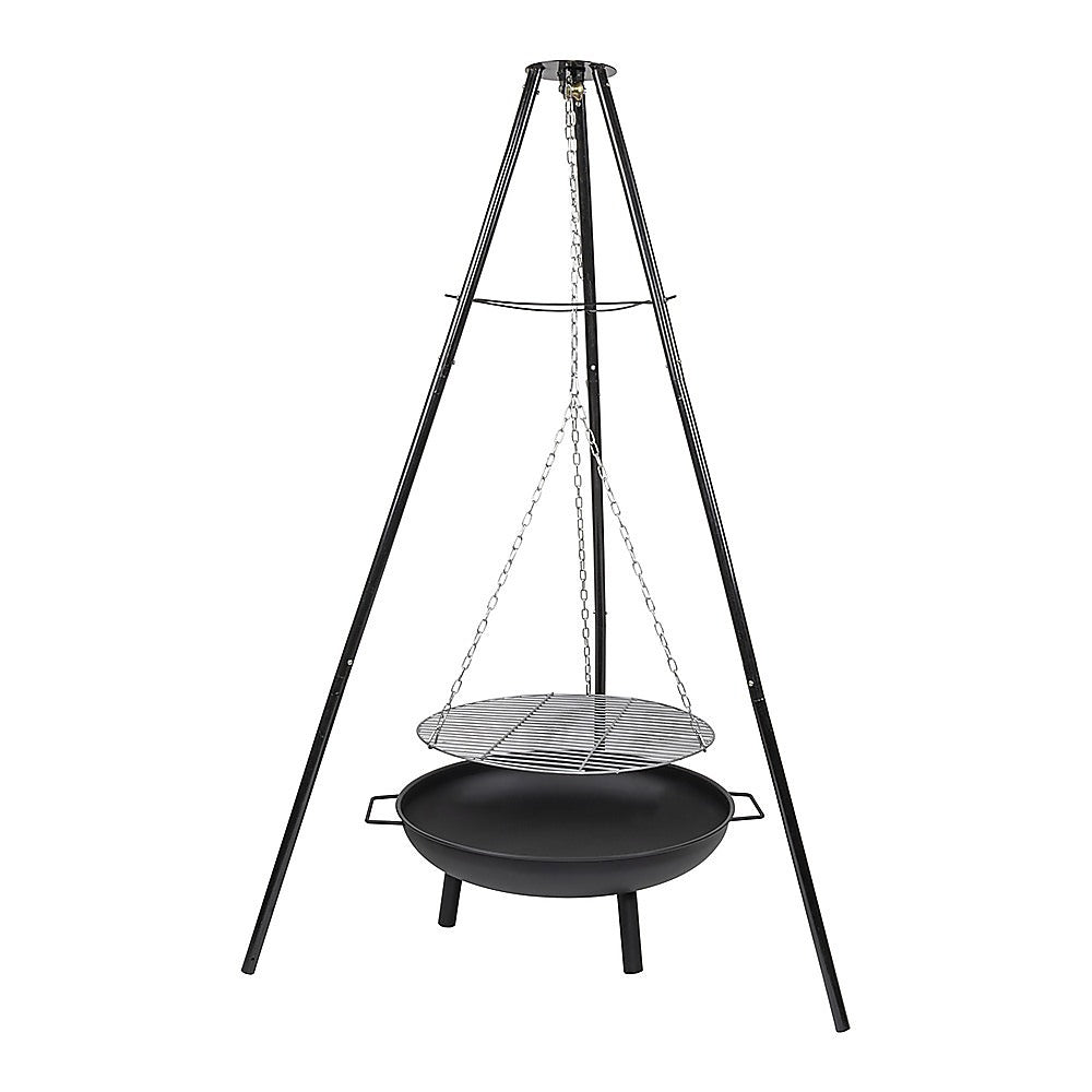 Tripod Garden Fire Pit BBQ Barbecue Cast Iron &amp; Steel Fire Pit Bowl Round