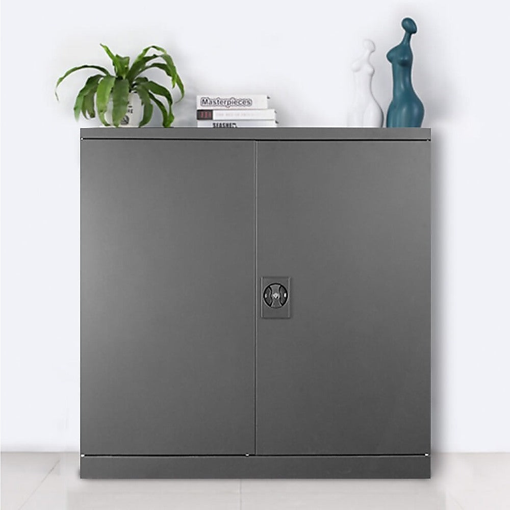 Two-Door Metal Short Cabinet Shelf Storage for Home Office Gym