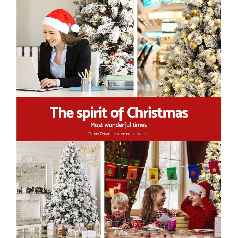 Jingle Jollys Christmas Tree 1.8M Xmas Tree with 350 LED Lights Snowy Tips