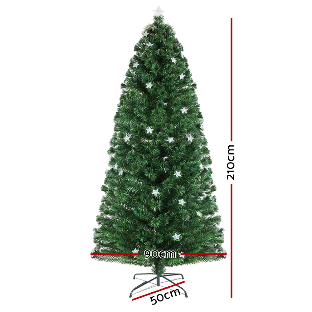Jingle Jollys Christmas Tree 2.1M LED Xmas trees with Lights Multi Colour