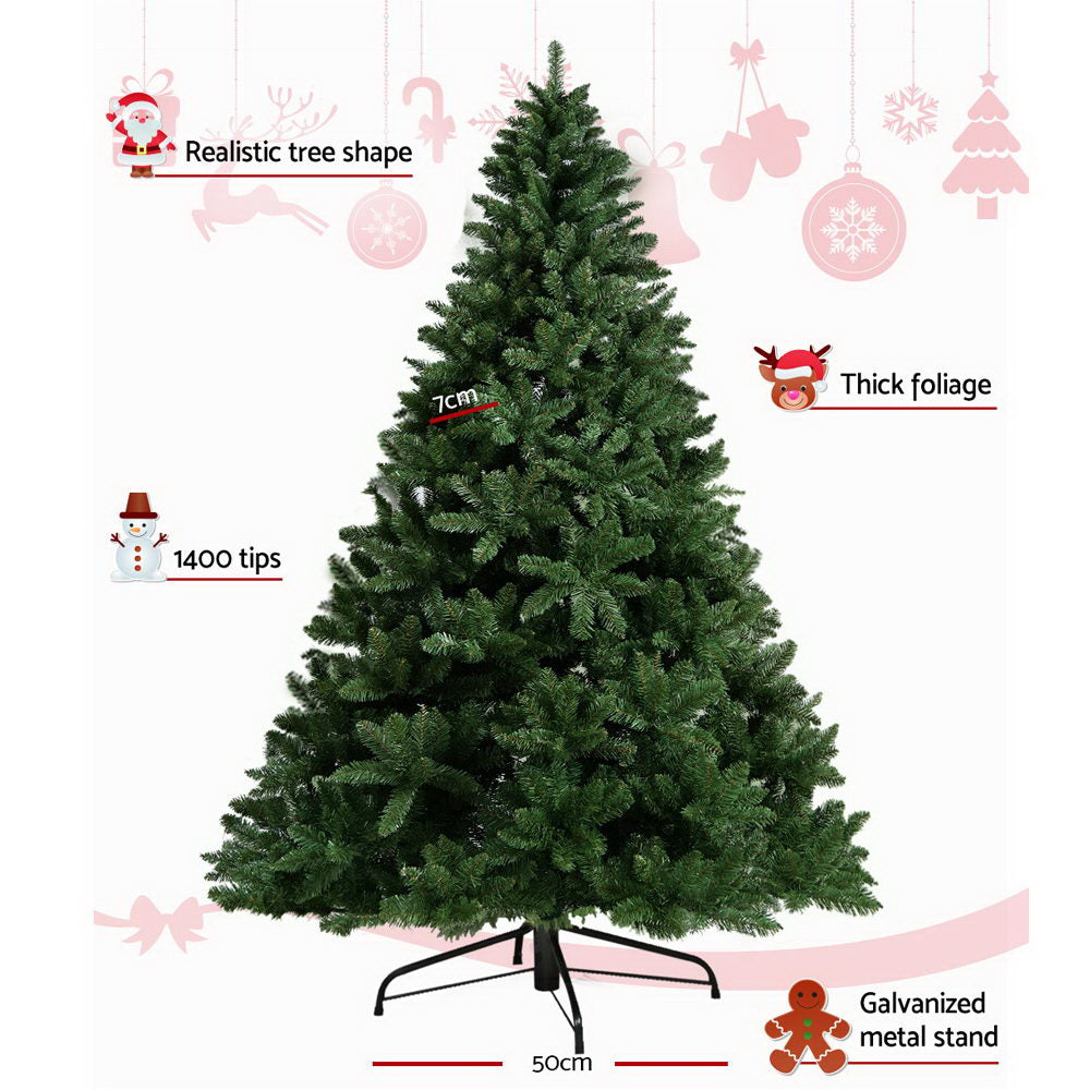 Jingle Jollys Christmas Tree 2.4M Xmas Trees Green Decorations 1400 Tips