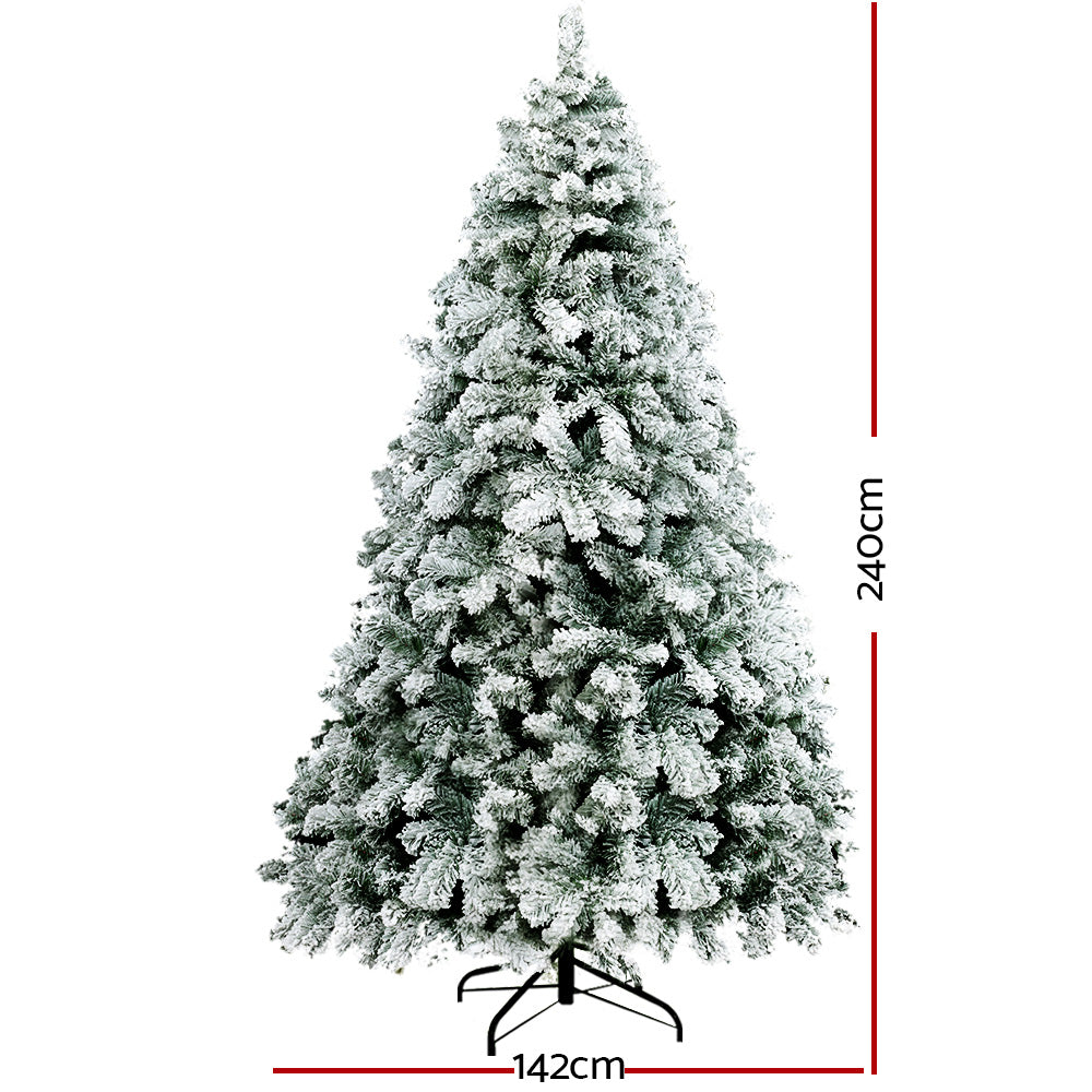 Jingle Jollys Christmas Tree 2.4M Xmas Trees Decorations Snowy 1291 Tips