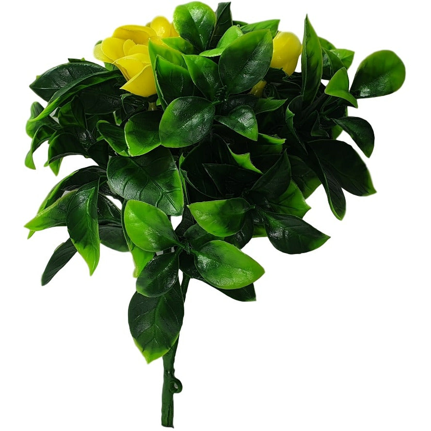 Flowering Yellow Rose Stem UV Resistant 30cm