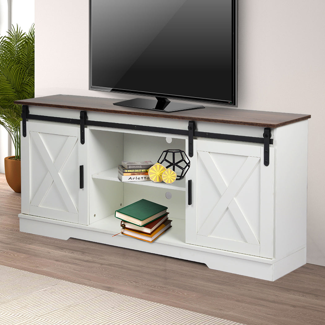 Levede TV Cabinet Entertainment Unit Stand Wooden Table Sliding Barn Door