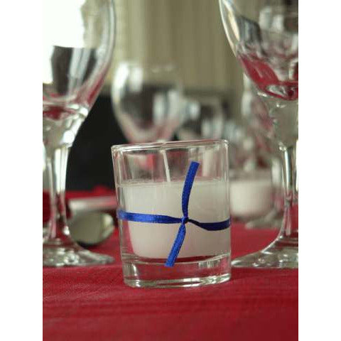 White Wax Clear Glass Holder Votive Candle - Wedding Event Centrepiece Table Decoration