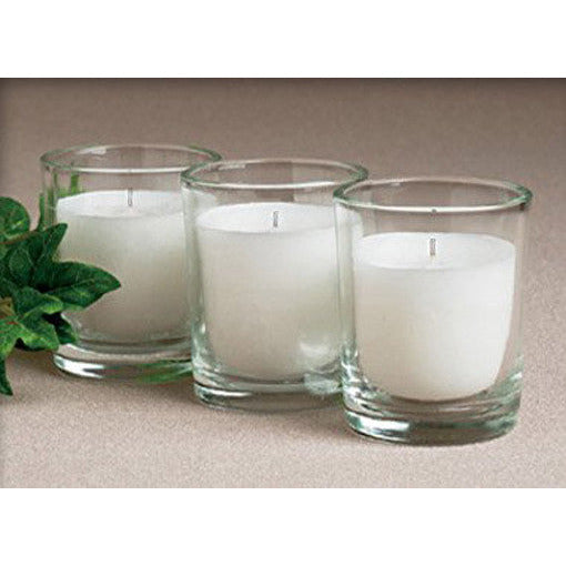 White Wax Clear Glass Holder Votive Candle - Wedding Event Centrepiece Table Decoration