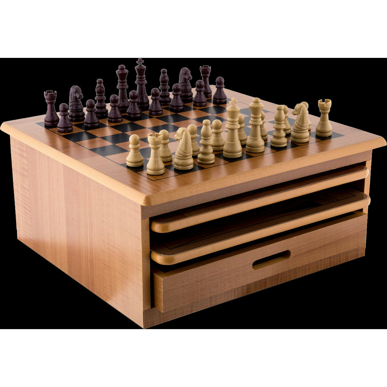 10 in 1 Wooden Chess Board Games Slide Out Checkers House Unit Set