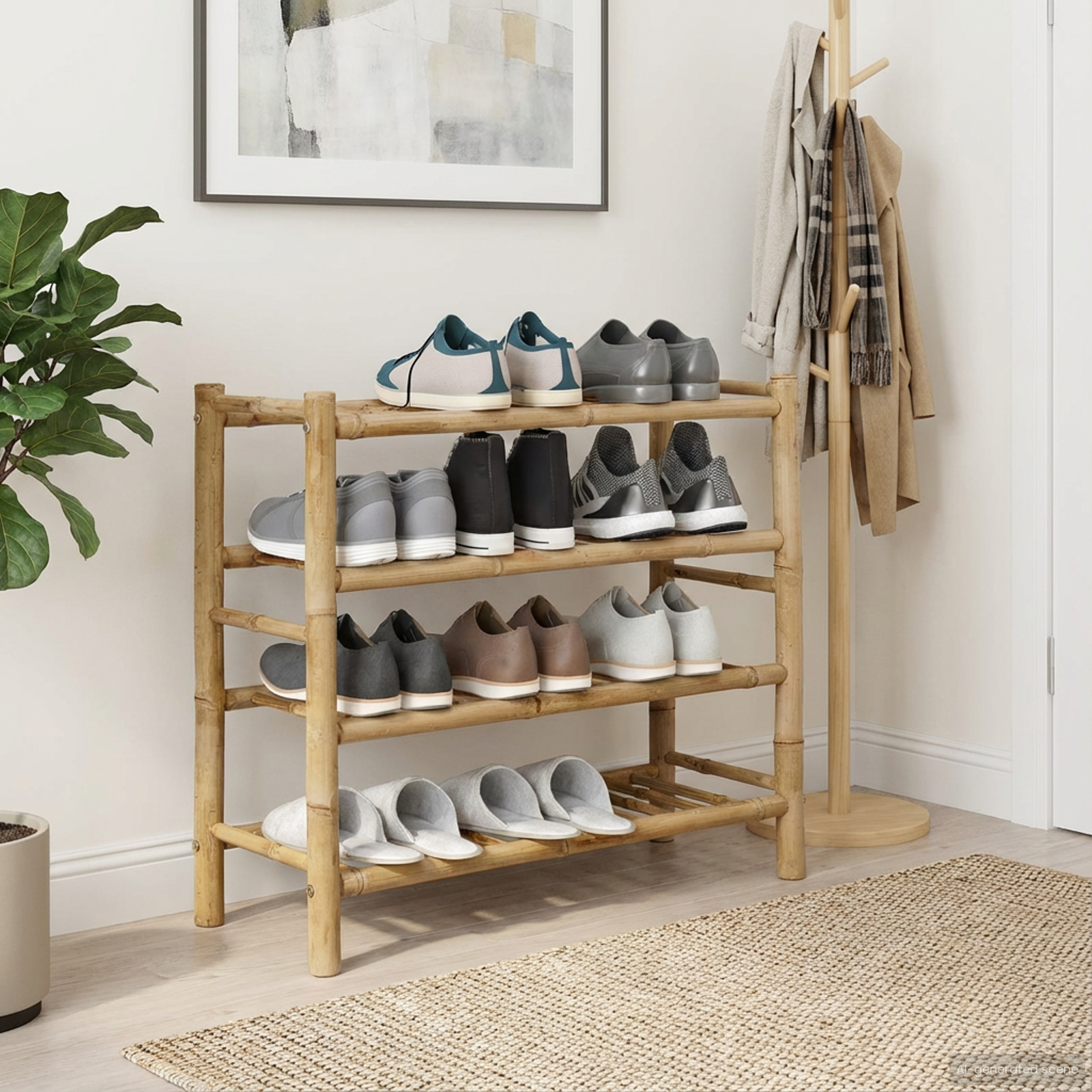 Shoe Rack with Shelf Natural 68 x 28 x 63 cm Bamboo