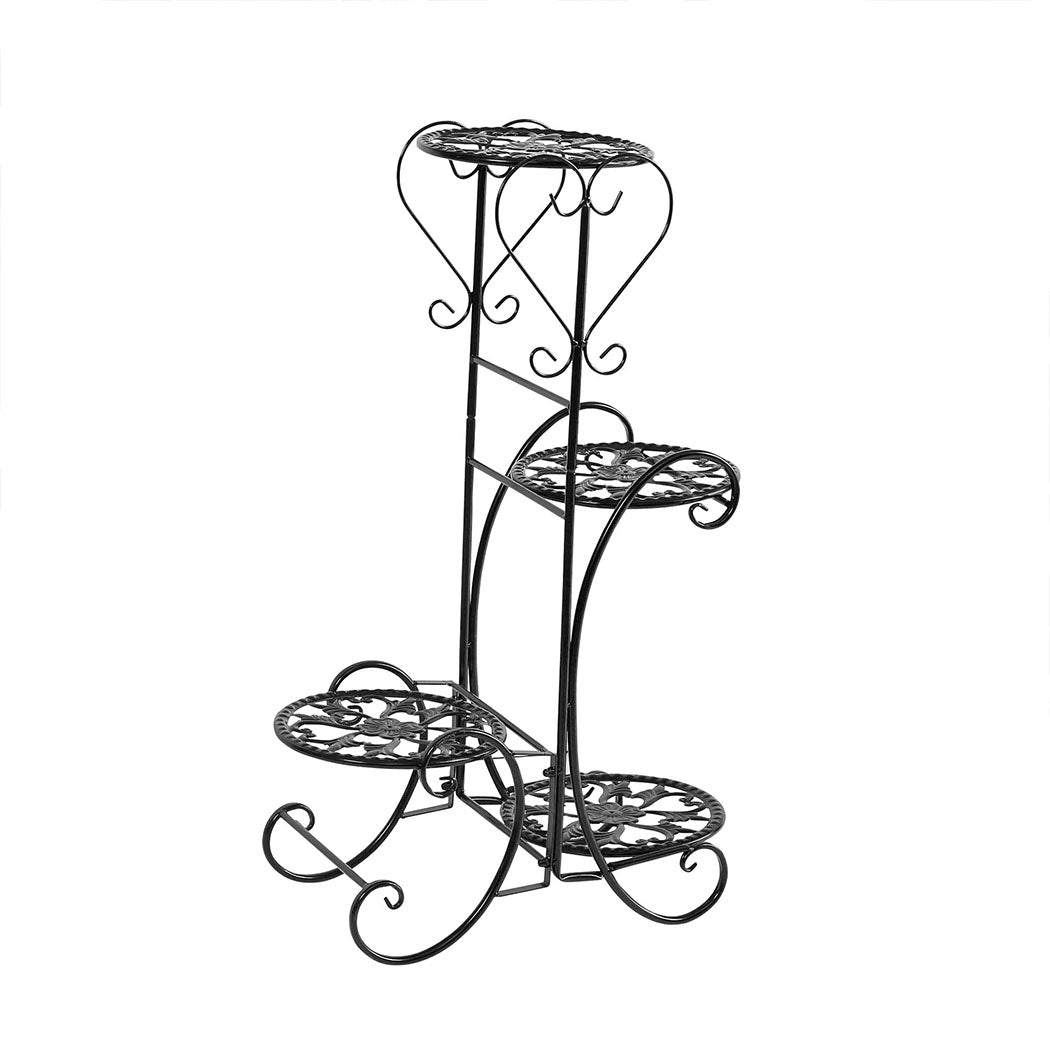 Levede Plant Stand Outdoor Indoor Metal Black-1954802339848261632