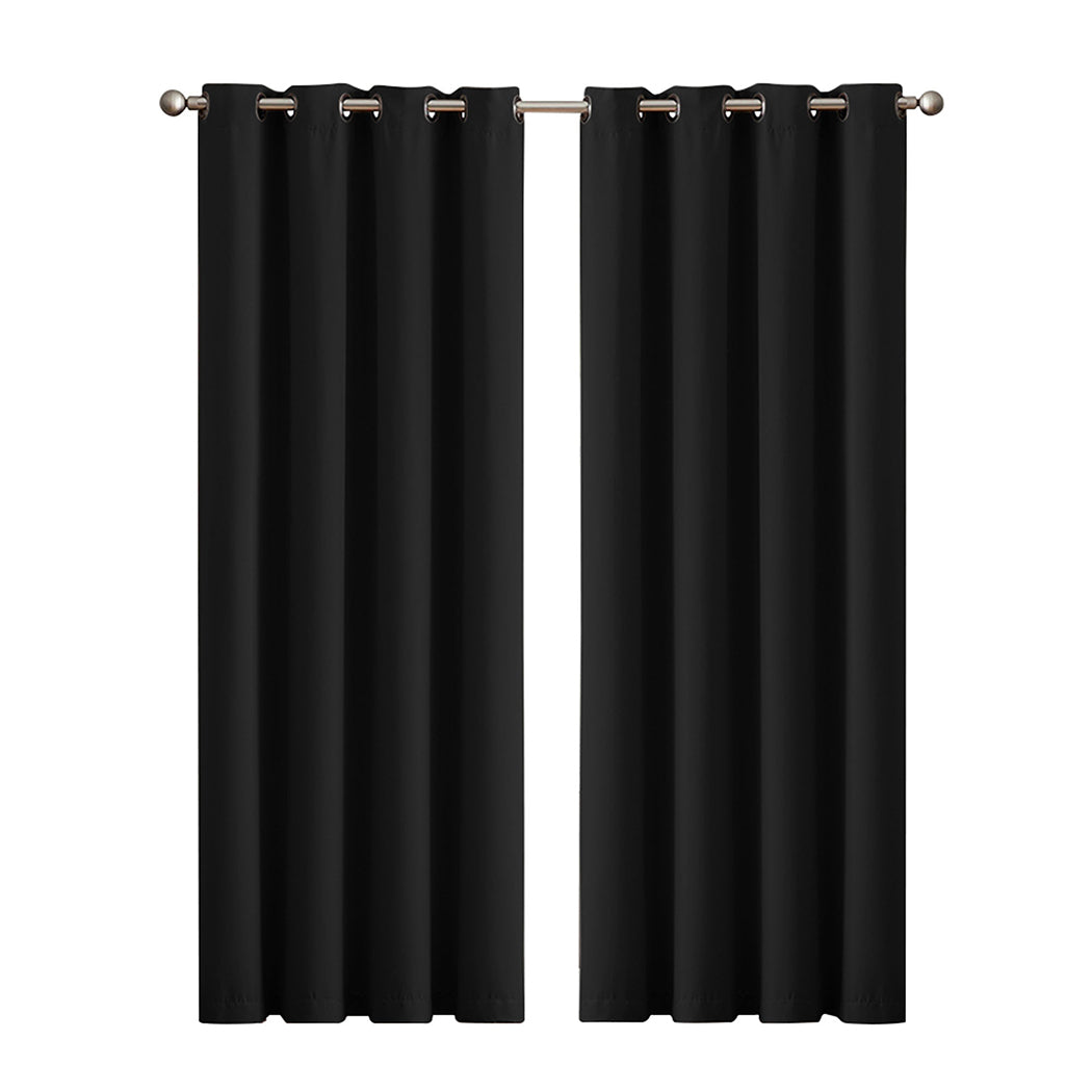 2x Blockout Curtains Panels 3 Layers Black CD1003-140X230-BK-1919892929346932736