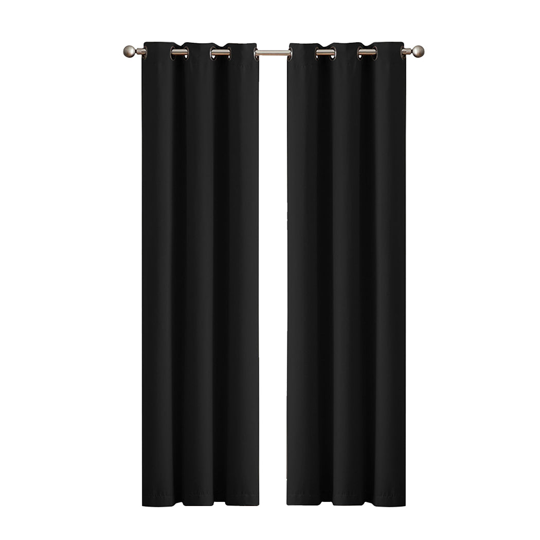 2x Blockout Curtains Panels 3 Layers Black-1954802970721914880