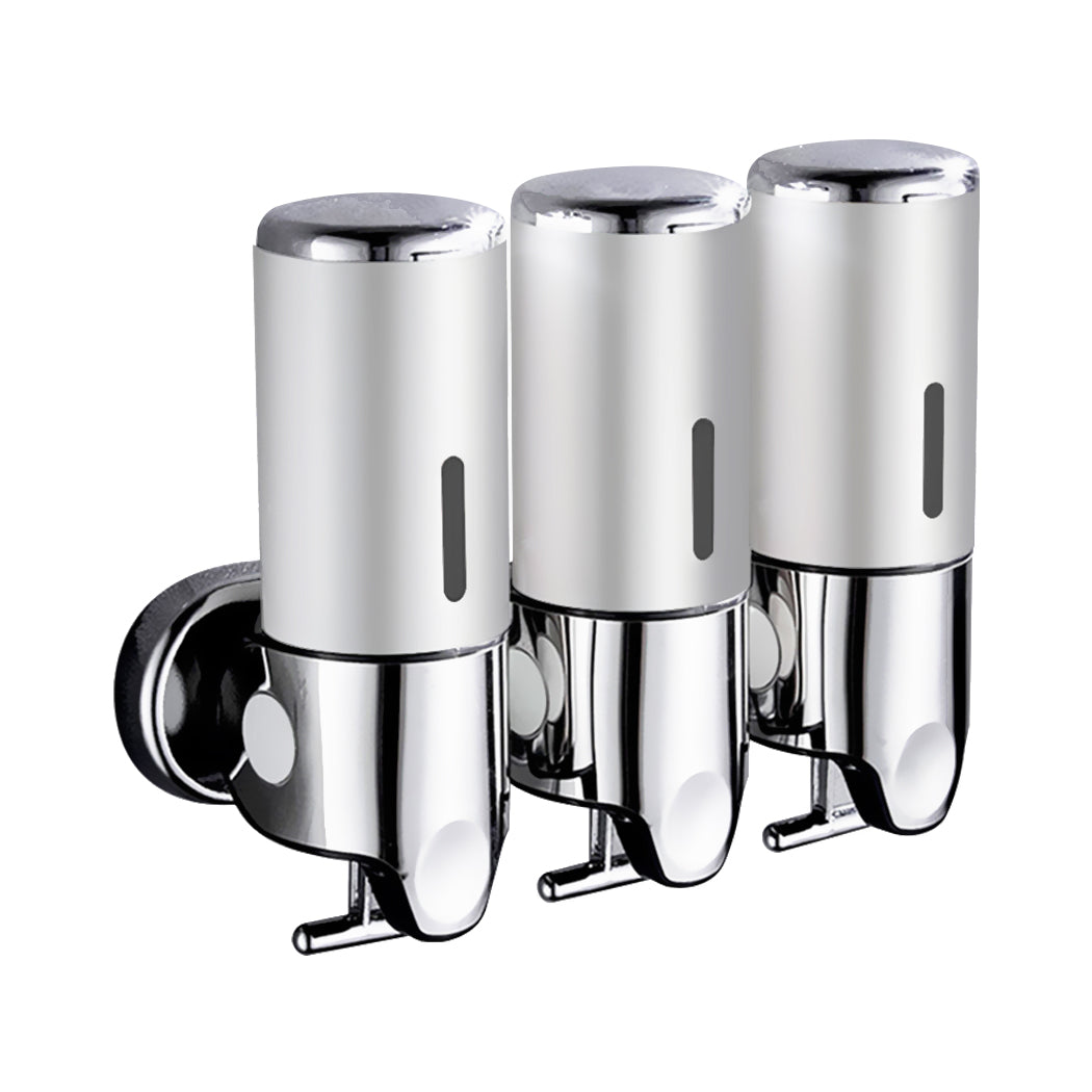 3 Bottles Bathroom Shower Soap Dispenser Silver-1954802726525341696