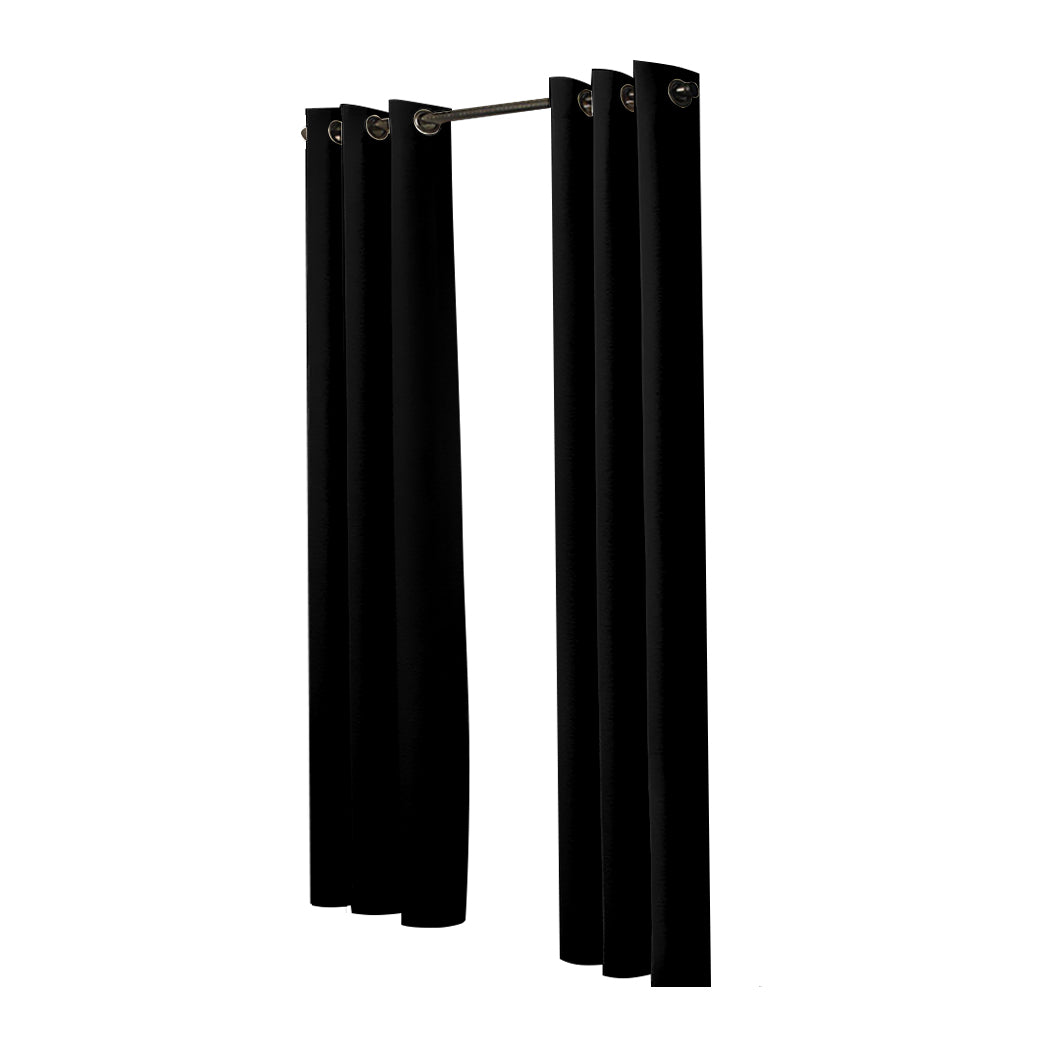 2x Blockout Curtains Panels 3 Layers Black-1910113266756096001