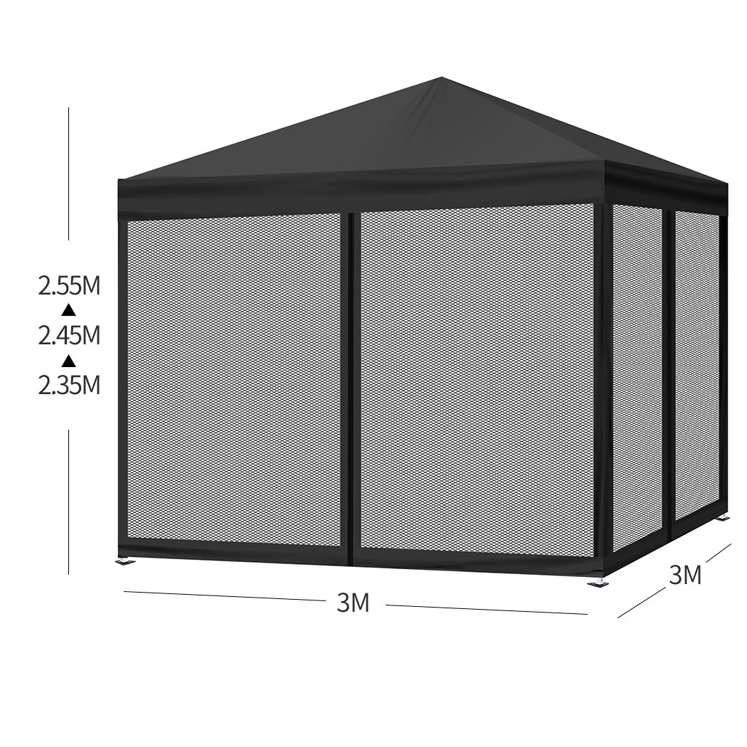 Mountview Gazebo Pop Up Marquee Outdoor Black-1954802644598001666