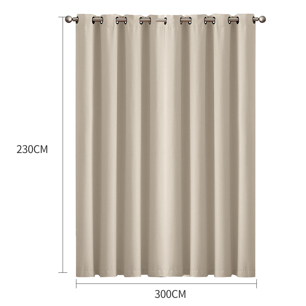 2x Blockout Curtains Panels 3 Layers Beige CD1003-300X230-GY-1919892932131950594