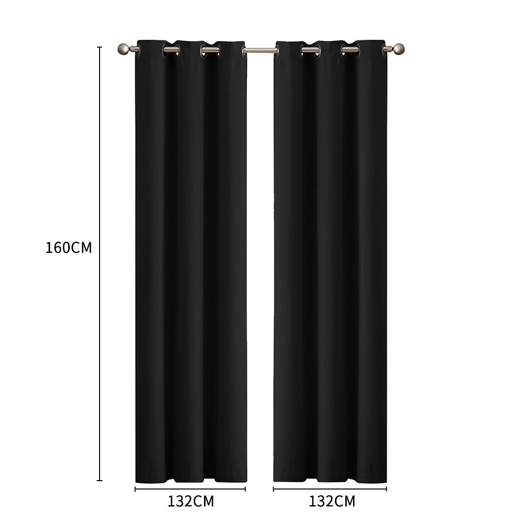 2x Blockout Curtains Panels 3 Layers Black-1910113265929818114
