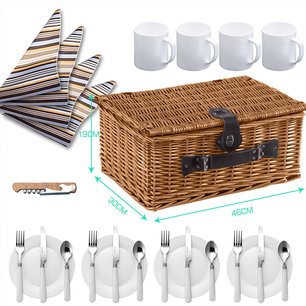 4 Person Picnic Basket Willow Baskets-1919892909491097602