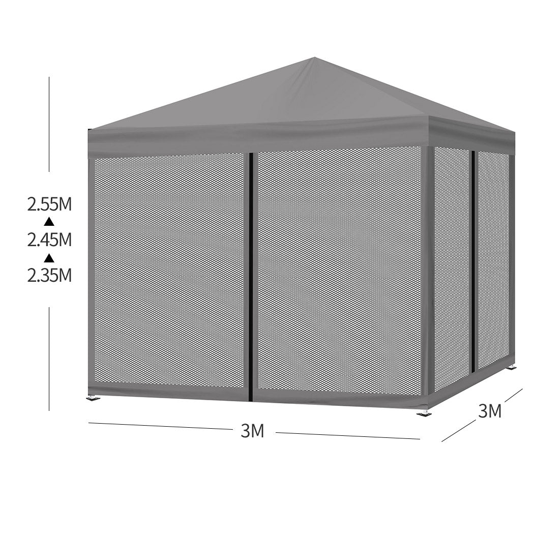 Mountview Gazebo 3x3m Pop Up Marquee Grey-1954802644799328258