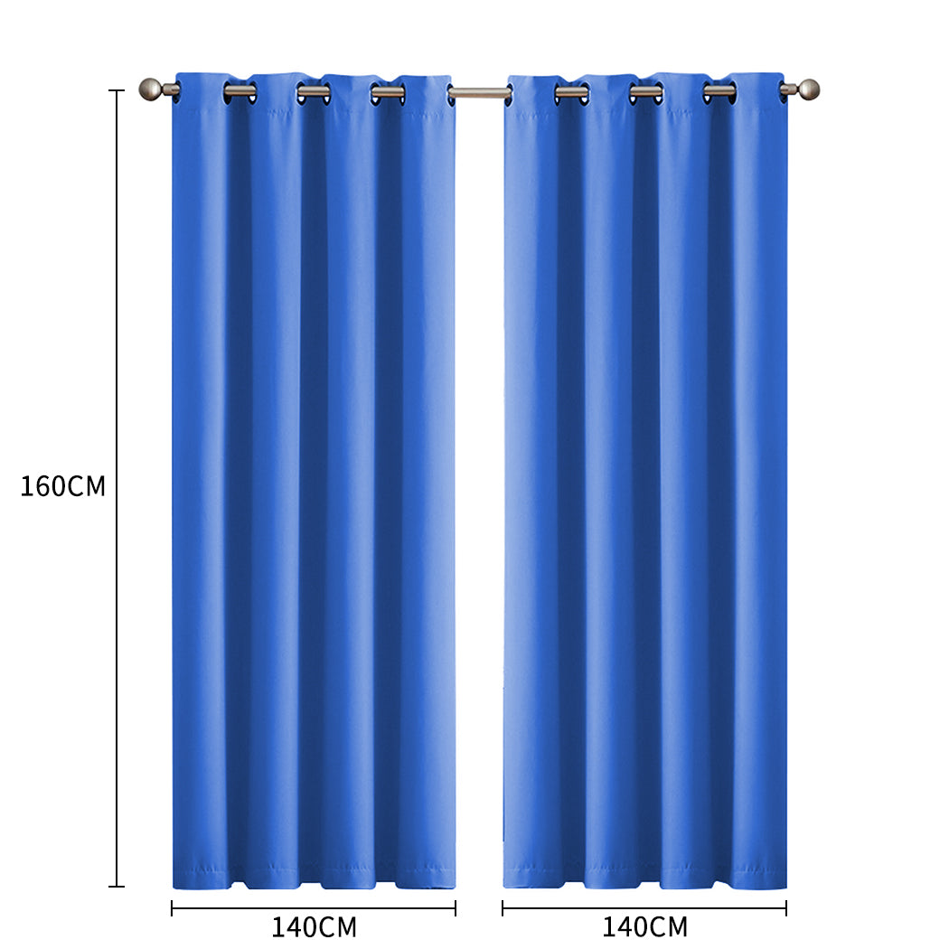 2x Blockout Curtains Panels 3 Layers Blue CD1003-140X230-BK-1919892929523093506
