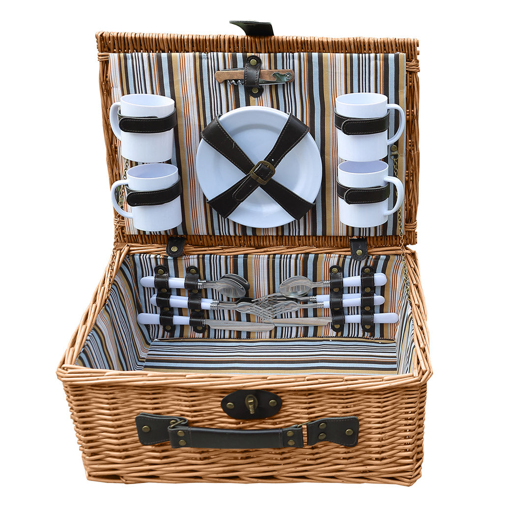 4 Person Picnic Basket Willow Baskets-1919892909491097603