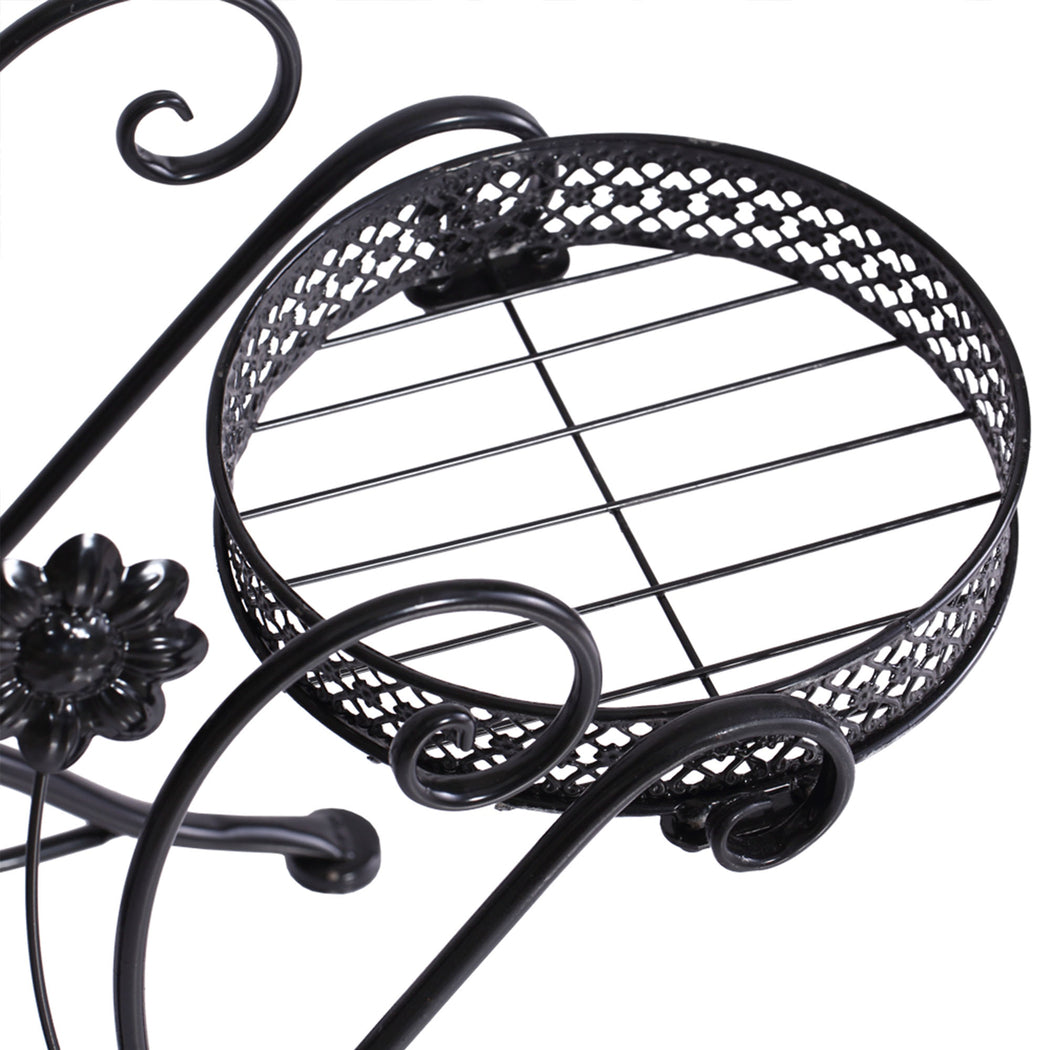 Levede Plant Stand Outdoor Indoor Metal Black-1954802339500134404