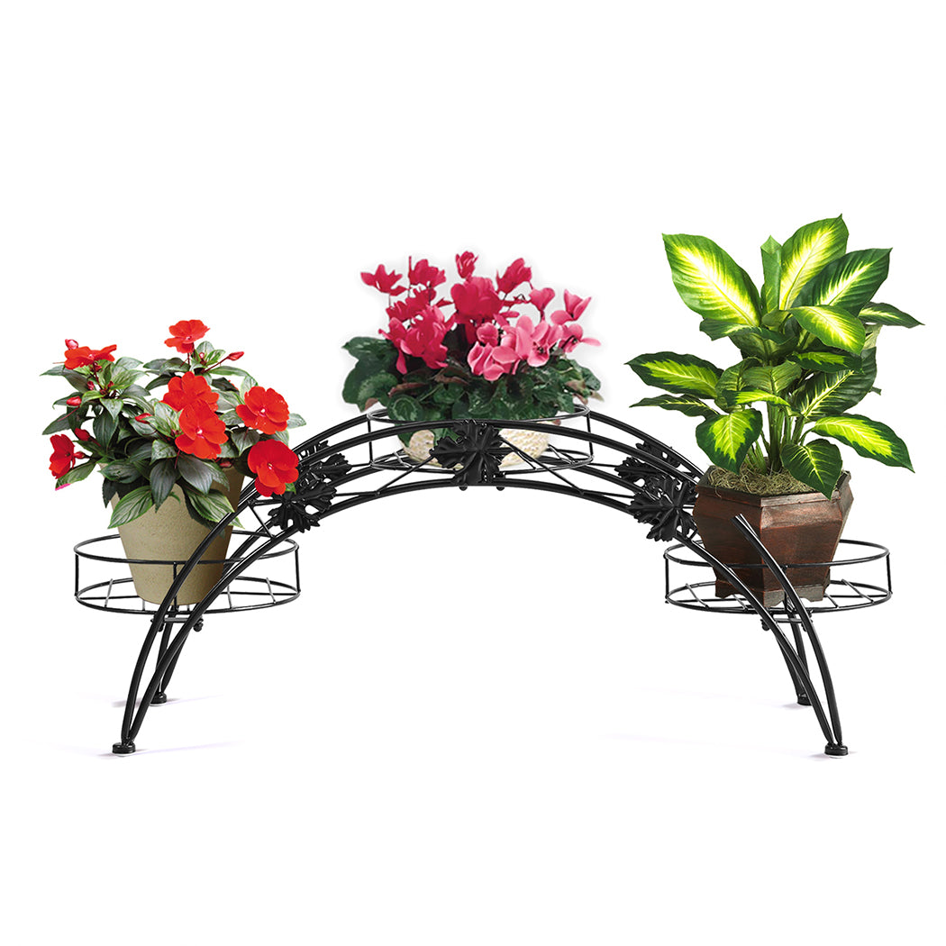 Levede Plant Stand Outdoor Indoor Metal Black-1954802339135229957