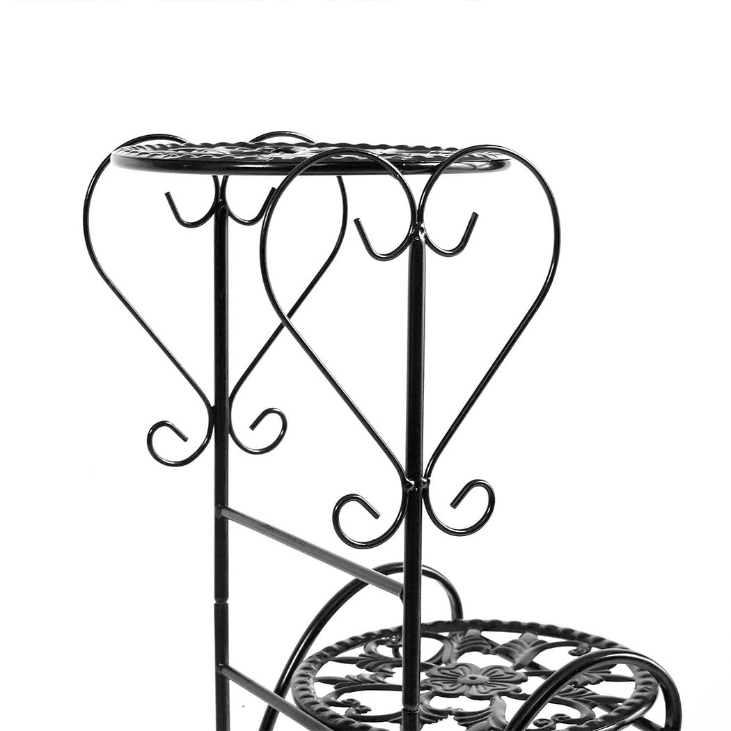 Levede Plant Stand Outdoor Indoor Metal Black-1954802339848261637