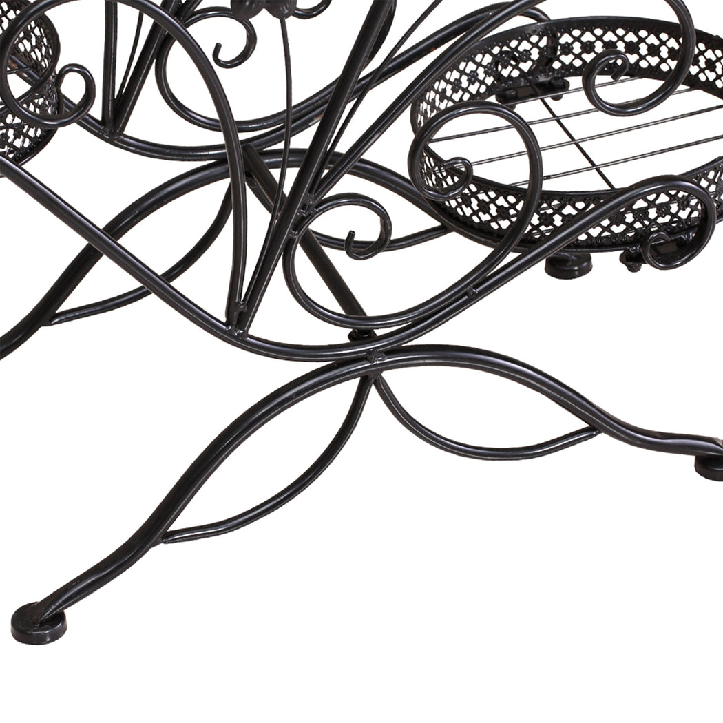 Levede Plant Stand Outdoor Indoor Metal Black-1954802339500134405