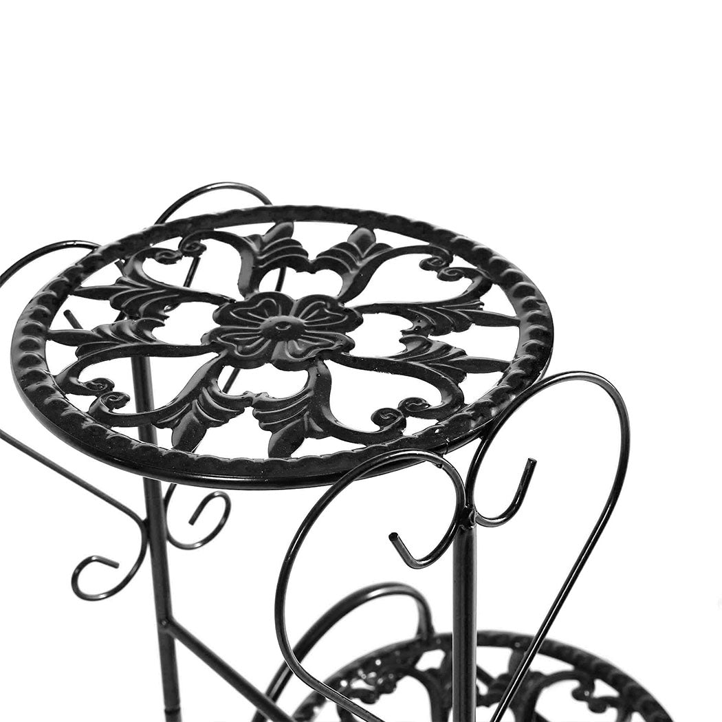 Levede Plant Stand Outdoor Indoor Metal Black-1954802339848261638