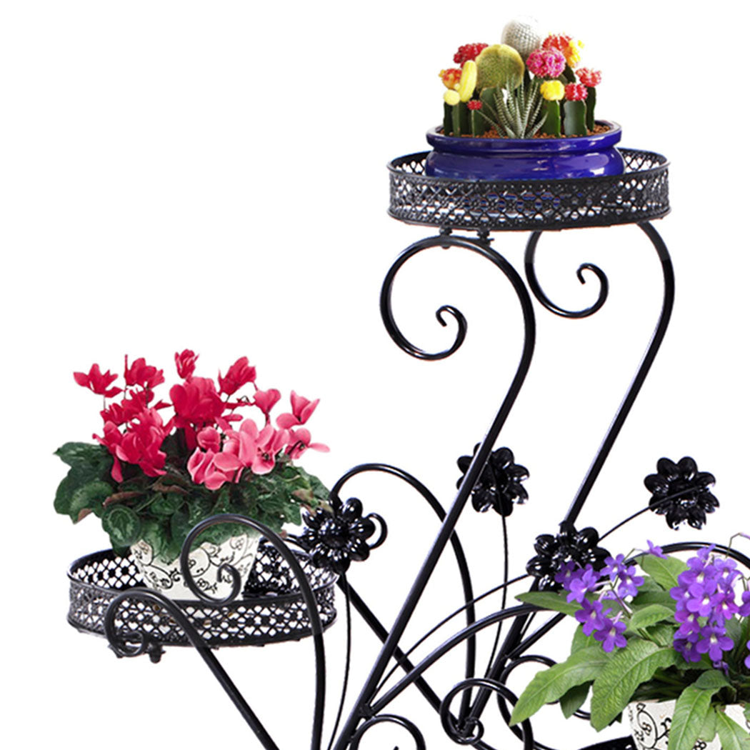 Levede Plant Stand Outdoor Indoor Metal Black-1954802660523773958