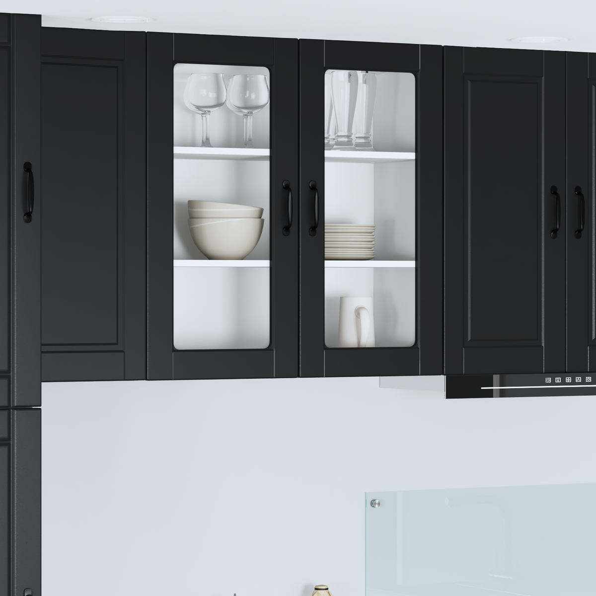 Wall Glass Cabinet PORTO Black 80 x 31 x 80 cm Engineered Wood