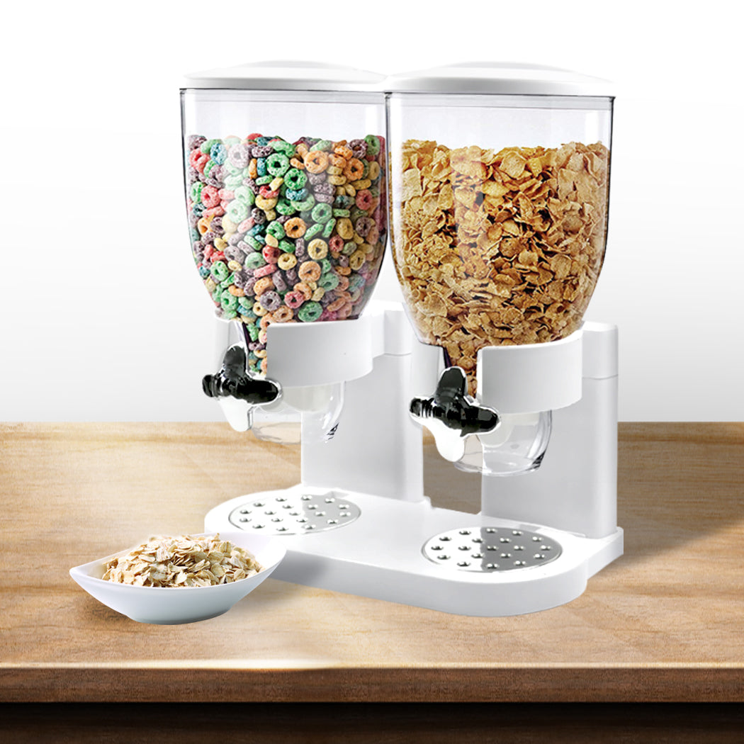 TOQUE Double Cereal Dispenser Dry Food White-1954802892246487047