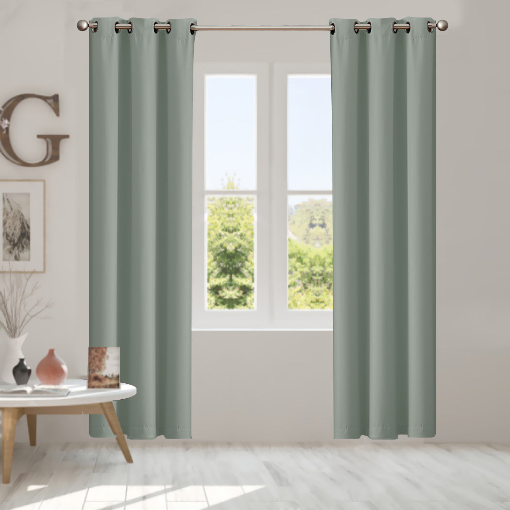 2x Blockout Curtains Panels 3 Layers Green-1910113266256973831