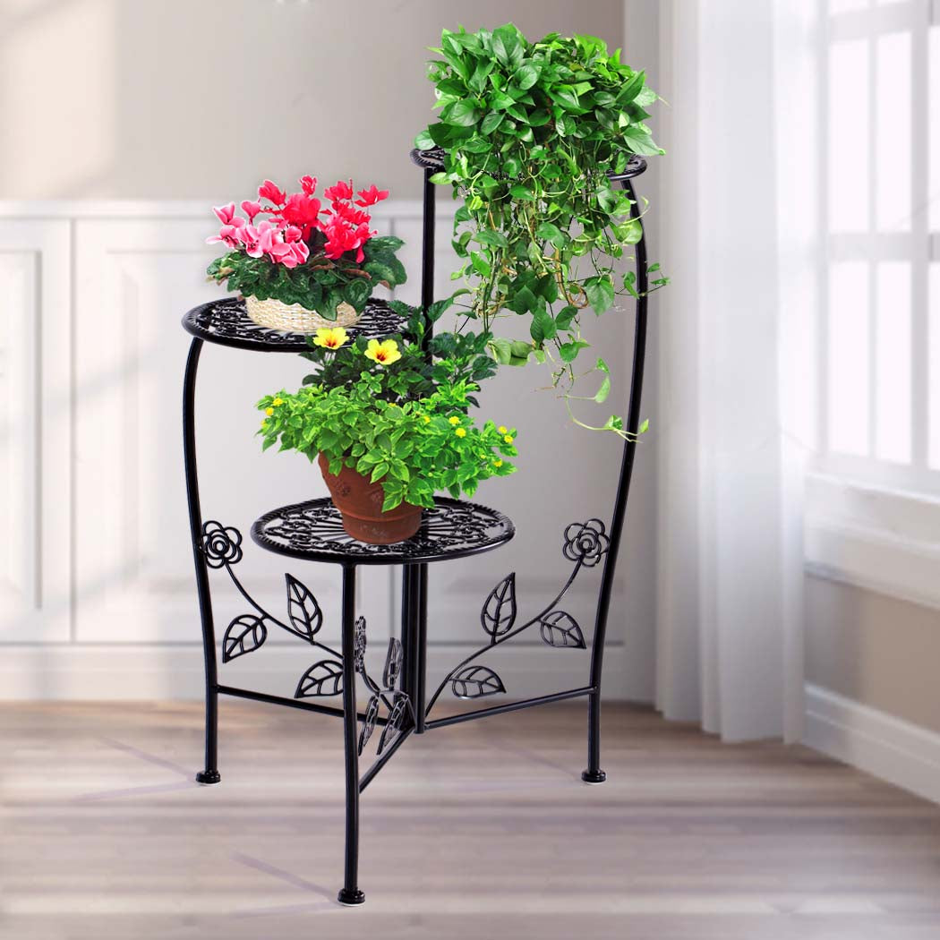 Plant Stand Outdoor Indoor Flower Pots Black-1954802661400383495