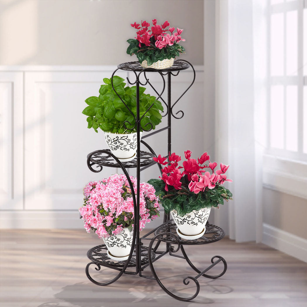 Levede Plant Stand Outdoor Indoor Metal Black-1954802339848261639