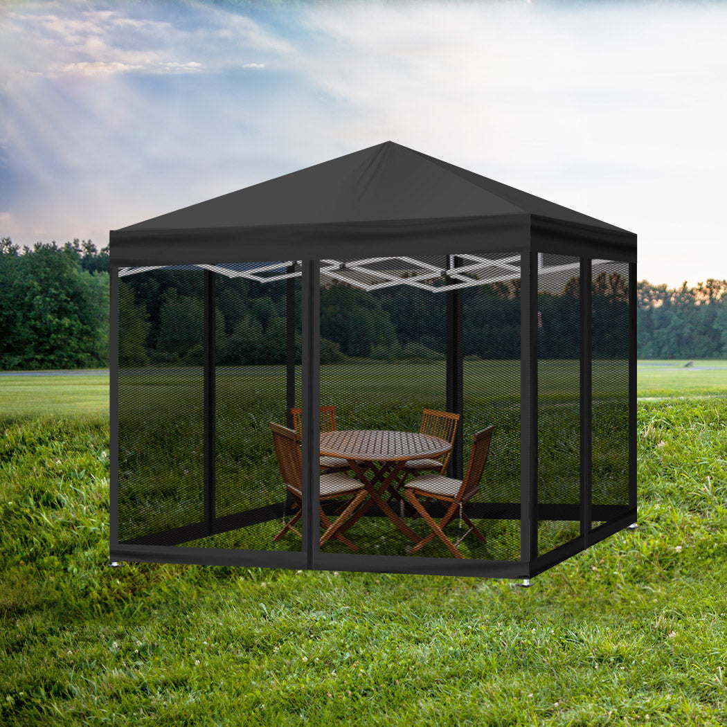 Mountview Gazebo Pop Up Marquee Outdoor Black-1954802644598001671