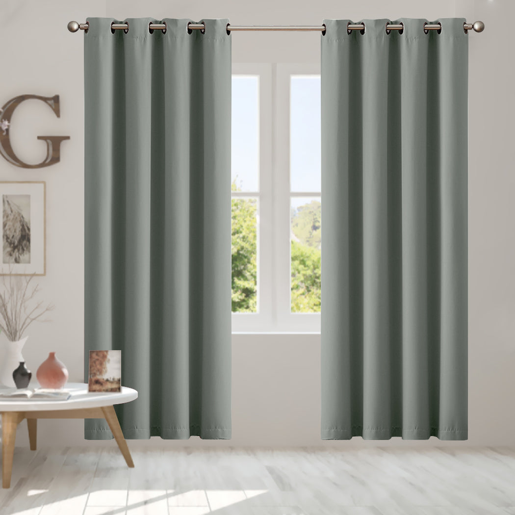2x Blockout Curtains Panels 3 Layers Green-1910113267079057414