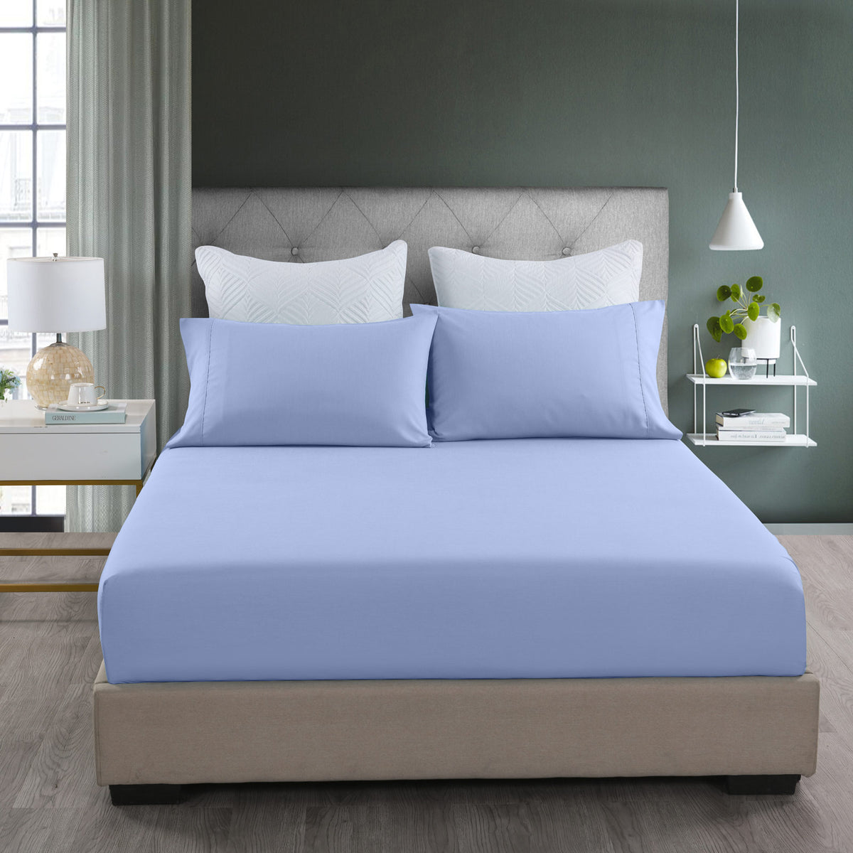 Royal Comfort Bamboo Cooling 2000TC 3-Piece Combo Set - Queen-Light Blue-1951134875289522177