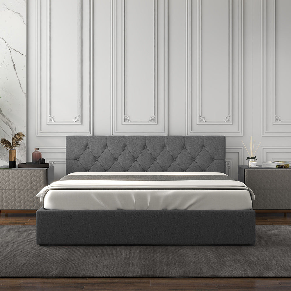 Milano Capri Luxury Gas Lift Bed With Headboard (Model 3) - Grey No.28 - Double-1951134894369411077