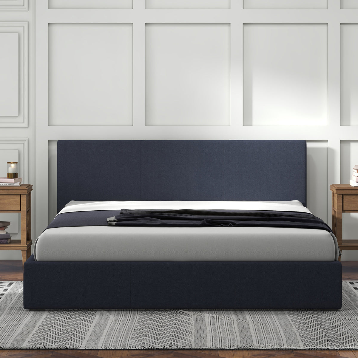 Milano Luxury Gas Lift Bed with Headboard (Model 1) - Charcoal No.35 - King-1951134894671400965