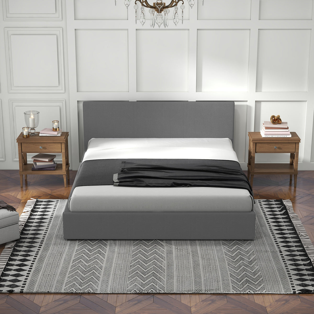 Milano Sienna Luxury Bed with Headboard (Model 2) - Grey No.28 - King-1951134894885310467