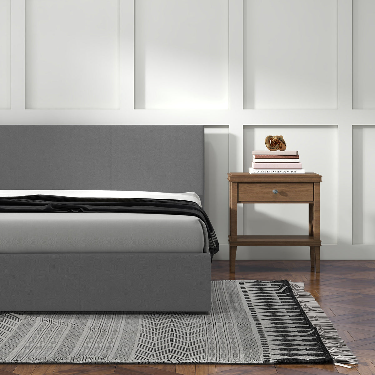 Milano Sienna Luxury Bed with Headboard (Model 2) - Grey No.28 - King-1951134894885310469