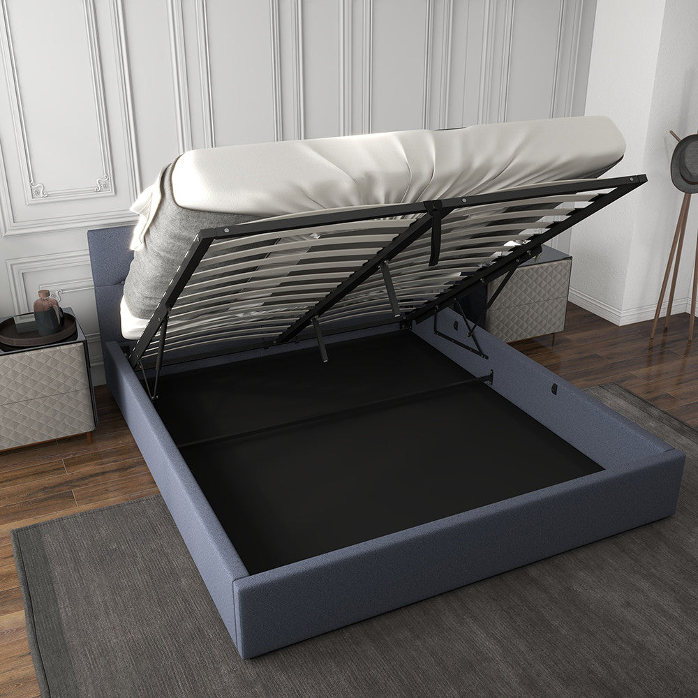 Milano Capri Luxury Gas Lift Bed With Headboard (Model 3) - Charcoal No.35 - King Single-1951134895740948483