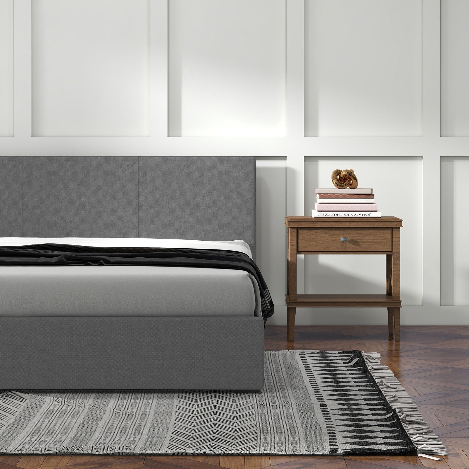 Milano Sienna Luxury Bed with Headboard (Model 2) - Grey No.28 - Single-1951134896768552965