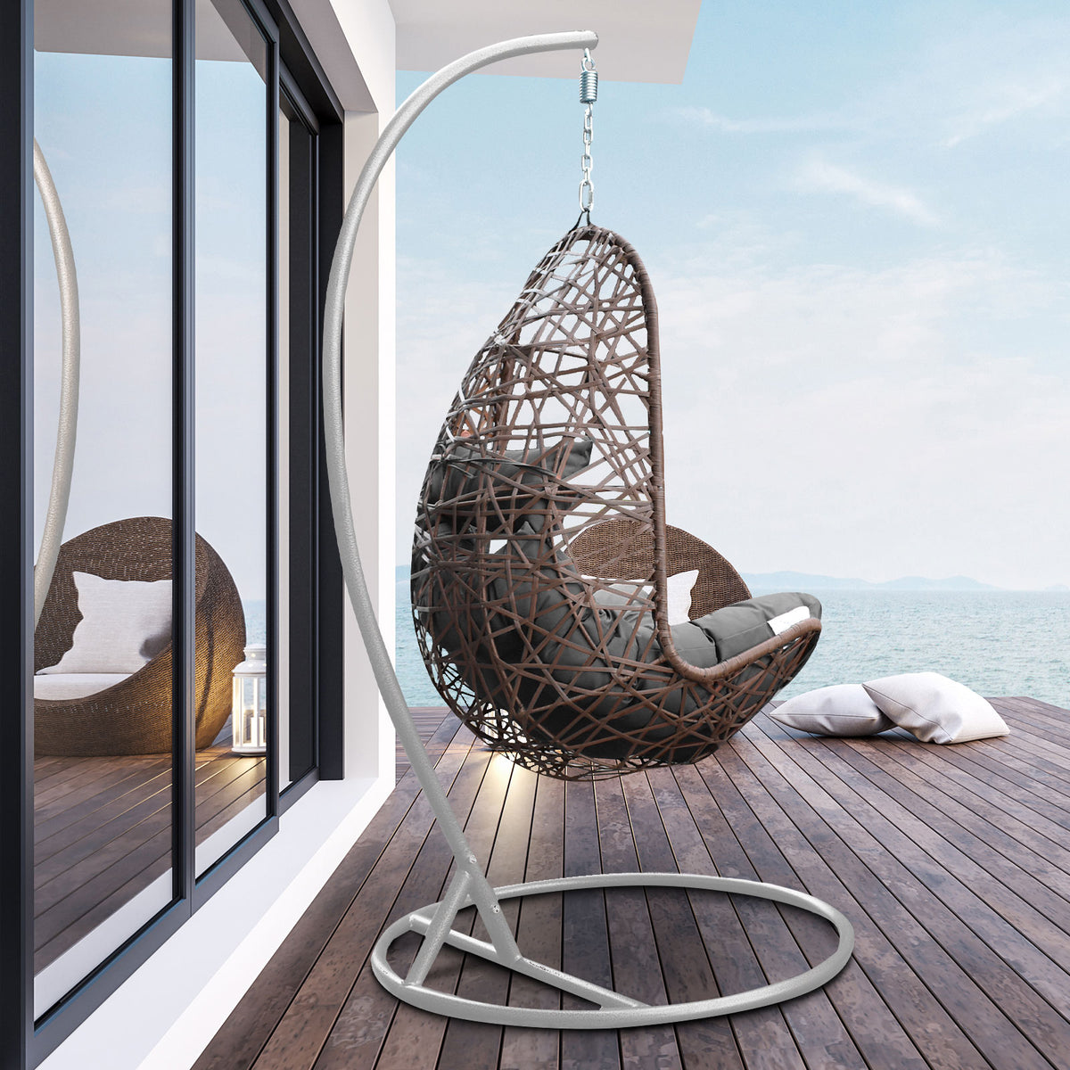 Arcadia Furniture Egg Chair - Oatmeal and Grey-1951134906868436993