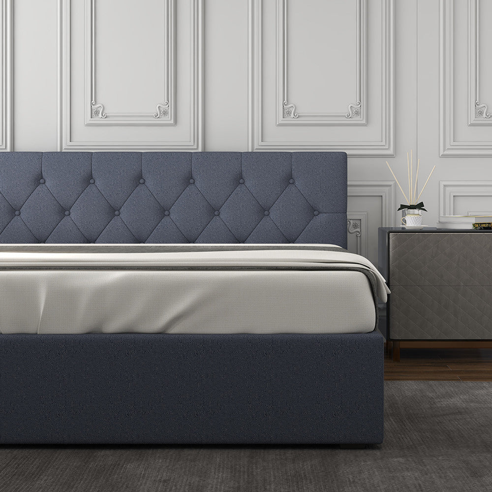 Milano Capri Luxury Gas Lift Bed With Headboard (Model 3) - Charcoal No.35 - Double-1951134900795084802