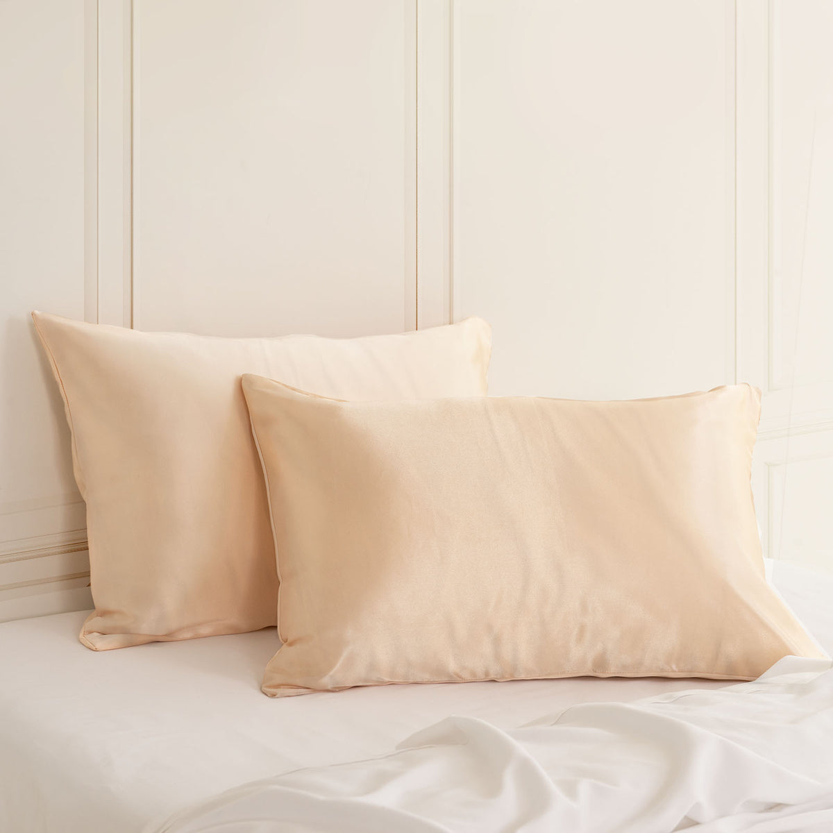SILK PILLOW CASE TWIN PACK - SIZE: 51X76CM - Champagne Pink-1951134814719578112