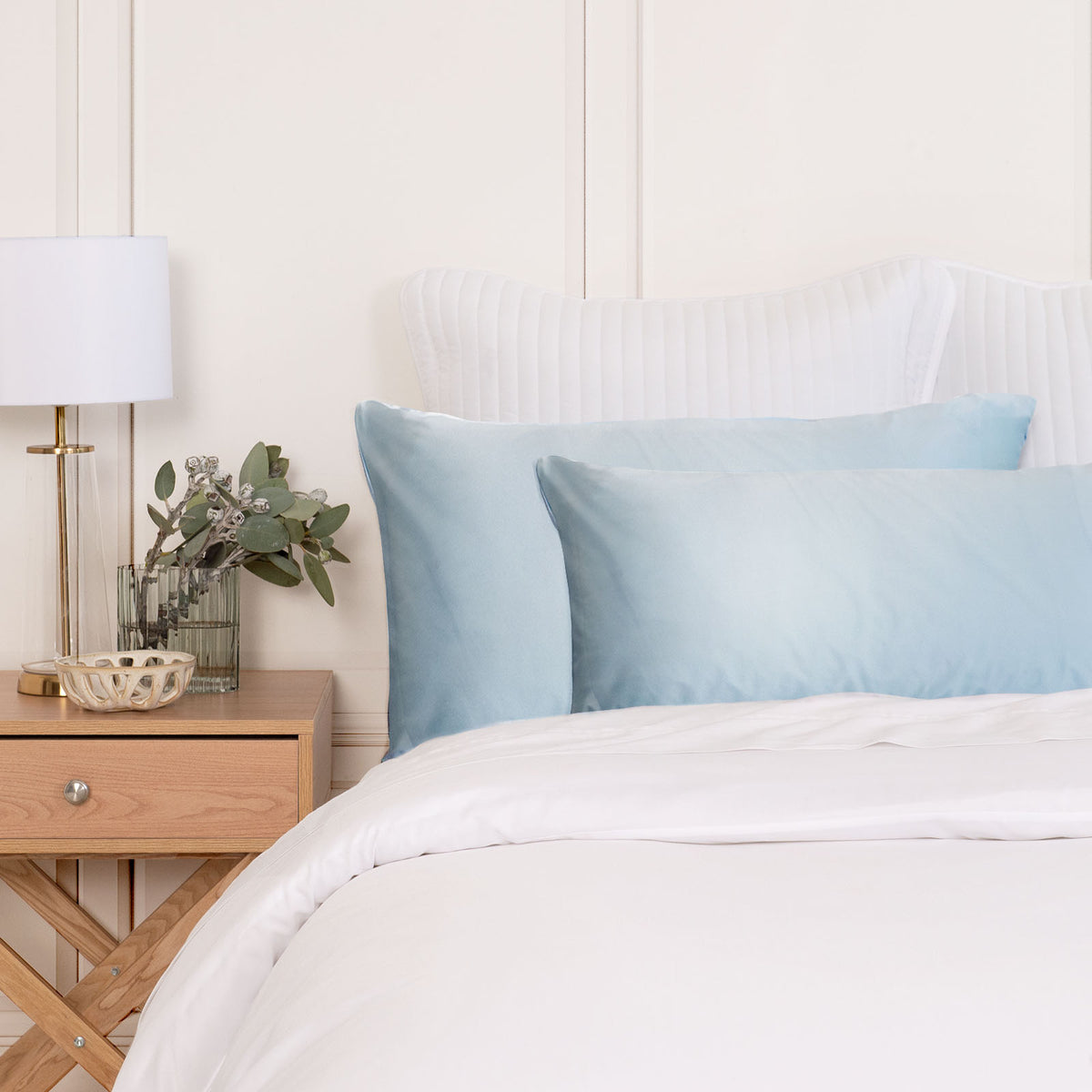 SILK PILLOW CASE TWIN PACK - SIZE: 51X76CM - Soft Blue-1951134815088676865