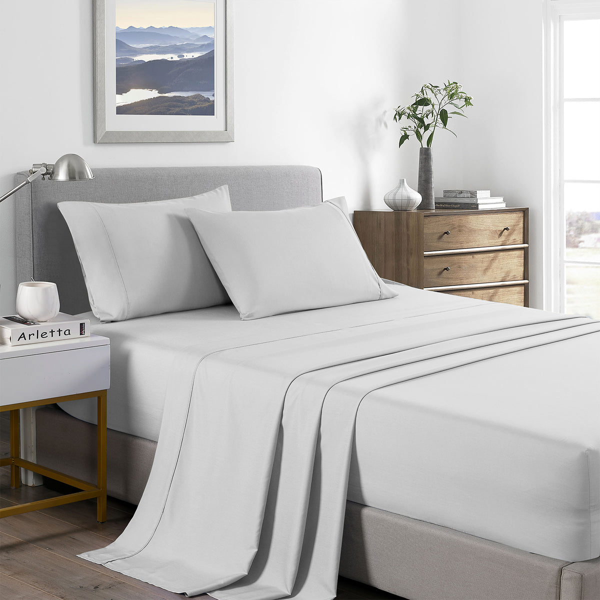 Royal Comfort Bamboo Cooling 2000TC Sheet Set King - Pearl Stone-1951134885750116352